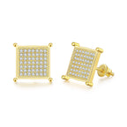 Iced Out Zircon Stud Earrings — Two-Tone