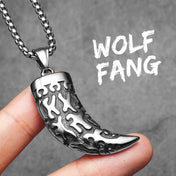 Viking Wolf Tooth Trophy Pendant Necklace — Stainless Steel