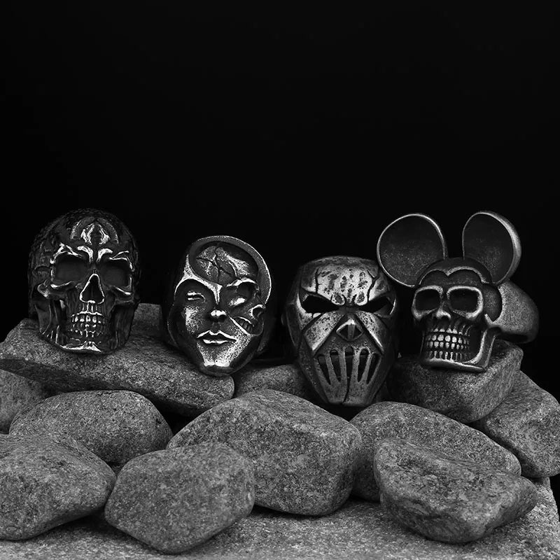 Motorcyclist Skull Ring — Stainless Steel