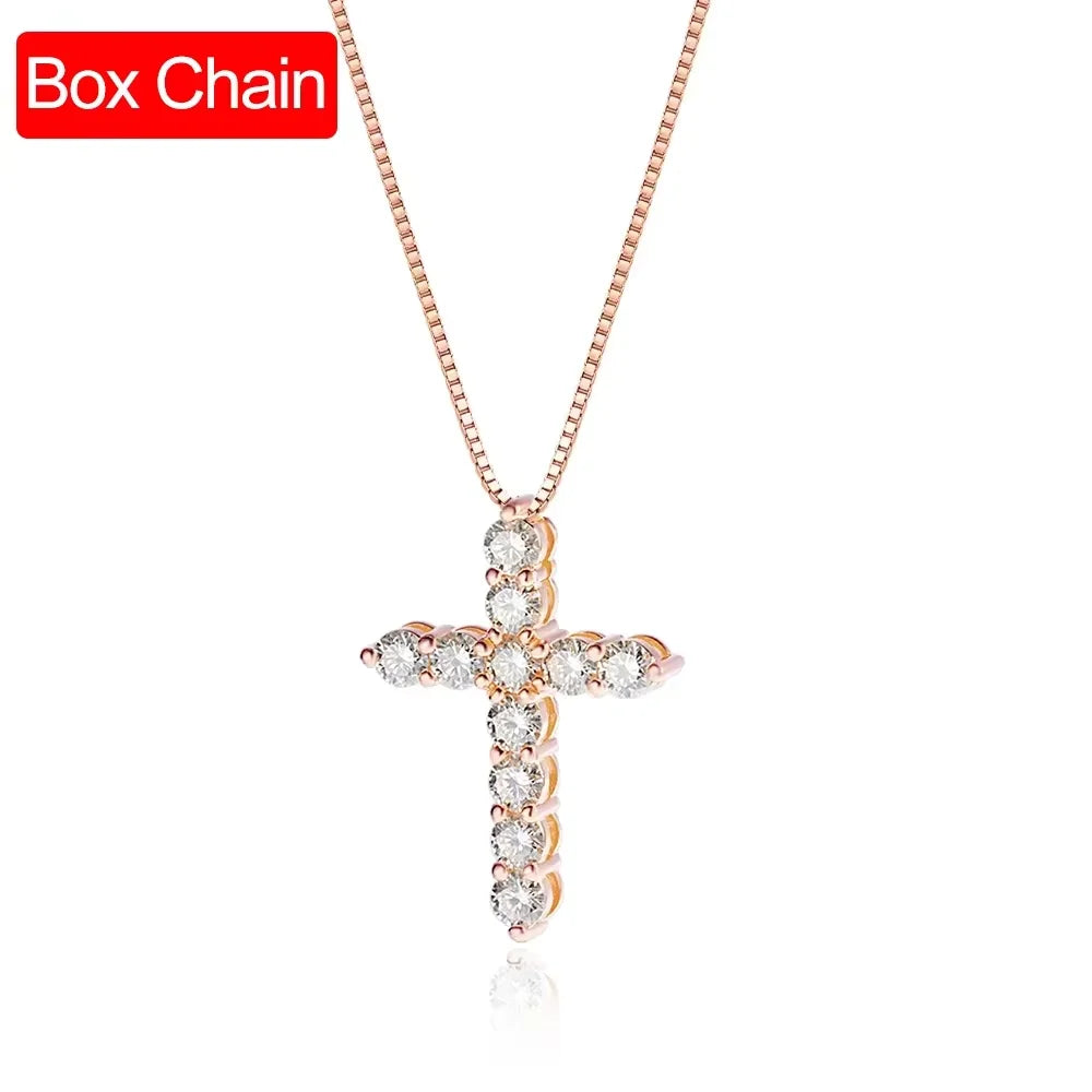 Serenity 3mm 4mm 5mm Black Moissanite Cross Pendant Necklace For Women Men 100% S925 Sterling Silver Jesus Neck Chain