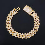 Iced Out Cuban Chain Necklace Stainless Steel 14MM