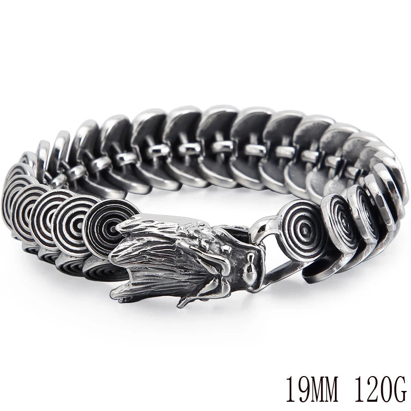 Solid 316L Stainless Steel Dragon Men Bracelet for Man Casting Men's Bracelets Jewelry Retro Gothic Accessories Punk