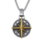 Viking Compass Stainless Steel Pendant Necklace