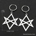 Hexagram Silver Hoop Earrings — Stainless Steel