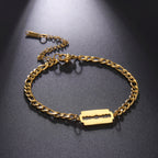 Razor Blade Figaro Chain Bracelet for Men — Stainless Steel
