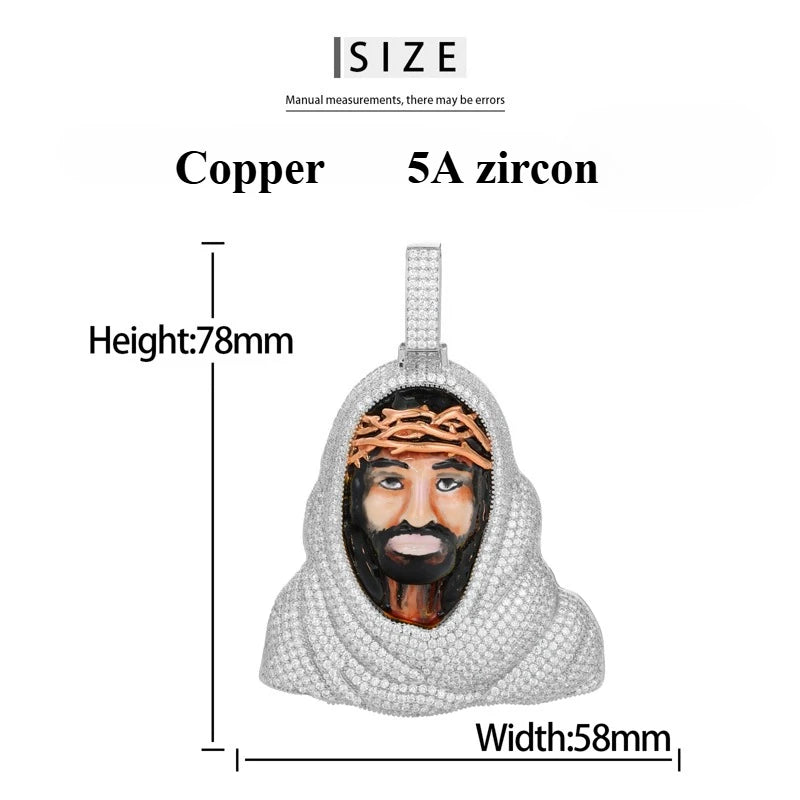 TUHE Copper Zircon Hip Hop Jewelry Jesus Pendant Brass 18k Plated 5A CZ Covered with Diamonds Men's Christmas Gift