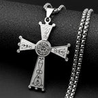 Christian Baroque Style Jesus Cross Pendant Necklace for Women Men Stainless Steel Gold Color Rhinestone Holy Pray