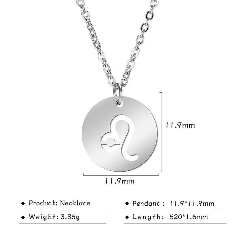 Kkjoy Stainless Steel Star Zodiac Sign Necklaces 12 Constellation Choker Pendants Necklace Aries Libra Leo Collier Birthday Gift