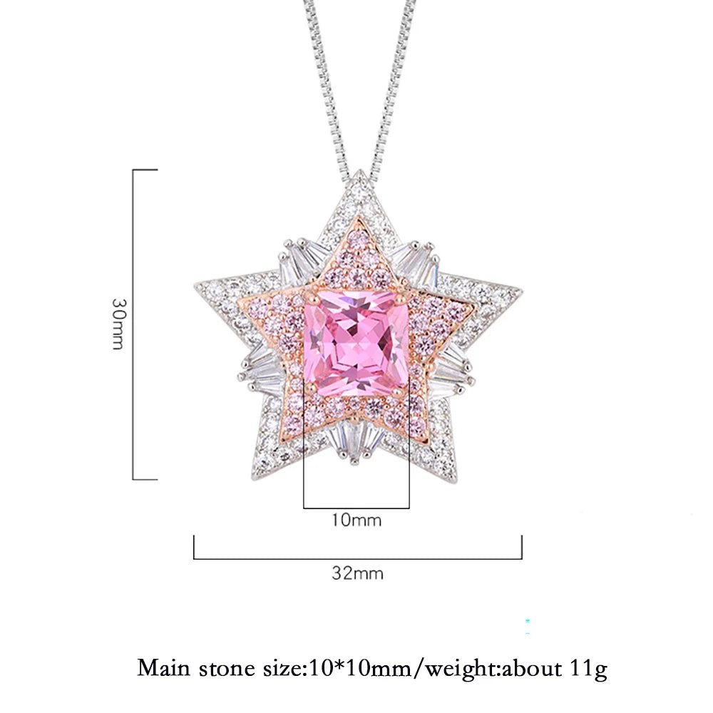 Iced Out Pentagram Pendant Necklace 10mm