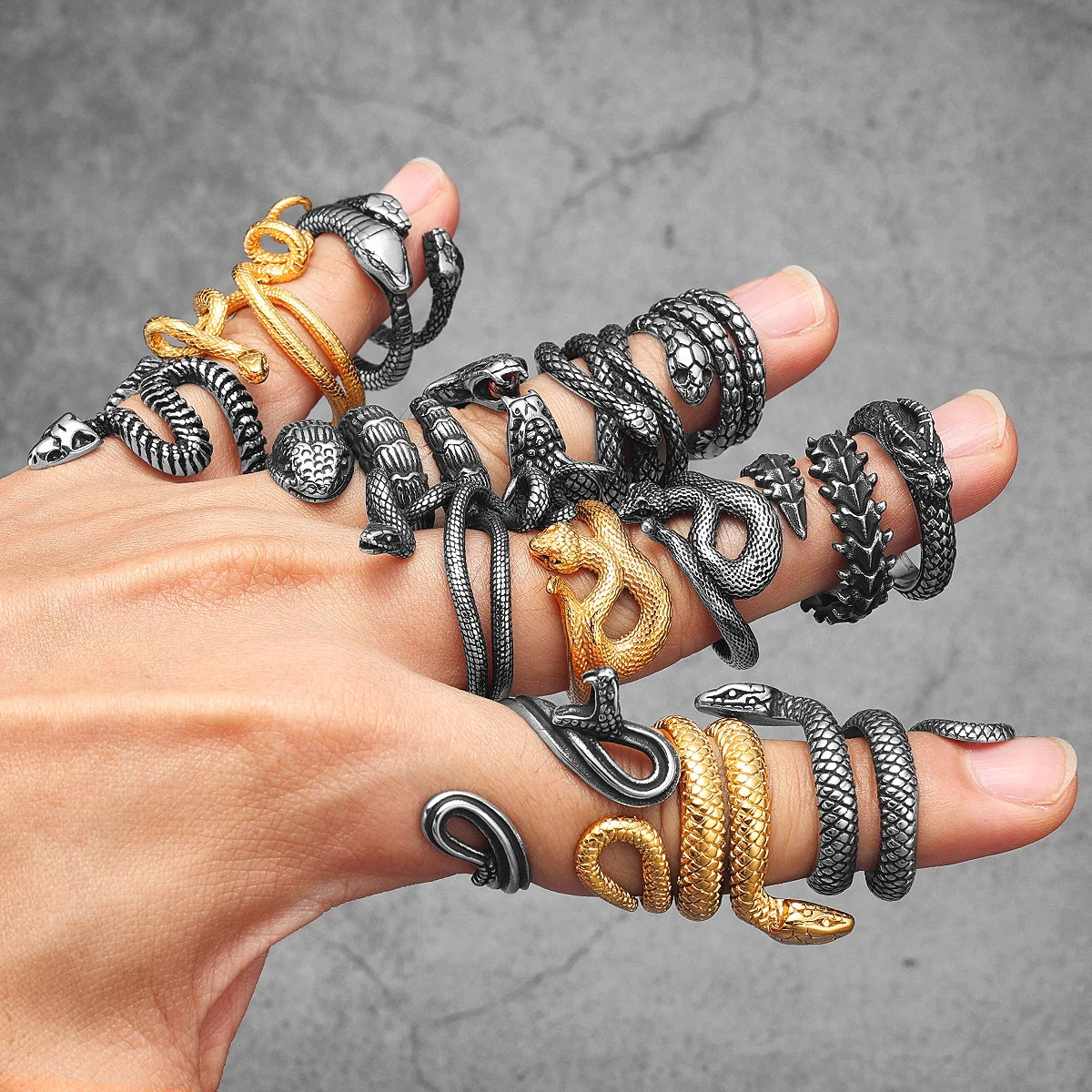 Various Snake Series Ring Stainless Steel Men Women Rings Punk Trendy Rock for Male Fashion Jewelry Creativity Gift Wholesale