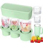 Silicone Ice Cube Maker Tray For Stanley Cup with Lid and Bin for Freezer, 3 Hollow Large Cylinder Ice Cube Mold for