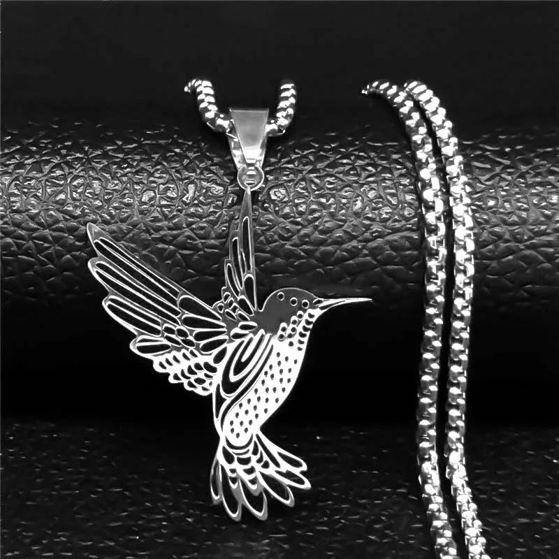Hummingbird Gold Pendant Necklace — Stainless Steel