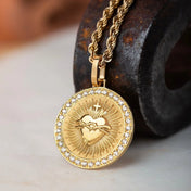 Jesus Heart Pendant Necklace — Gold