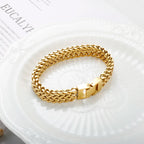 Hip Hop Stainless Steel Chunky Heavy Gold Color Bracelet Thick Texture Link Chain Rock Bracelet for Men Women