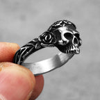 Rose Skull Ring Black — Stainless Steel