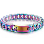 Man Bracelet Homme 12MM Wide Stainless Steel Curb Chain Charm Bracelets On Hand Bands for Men Vintage Mens Jewellery
