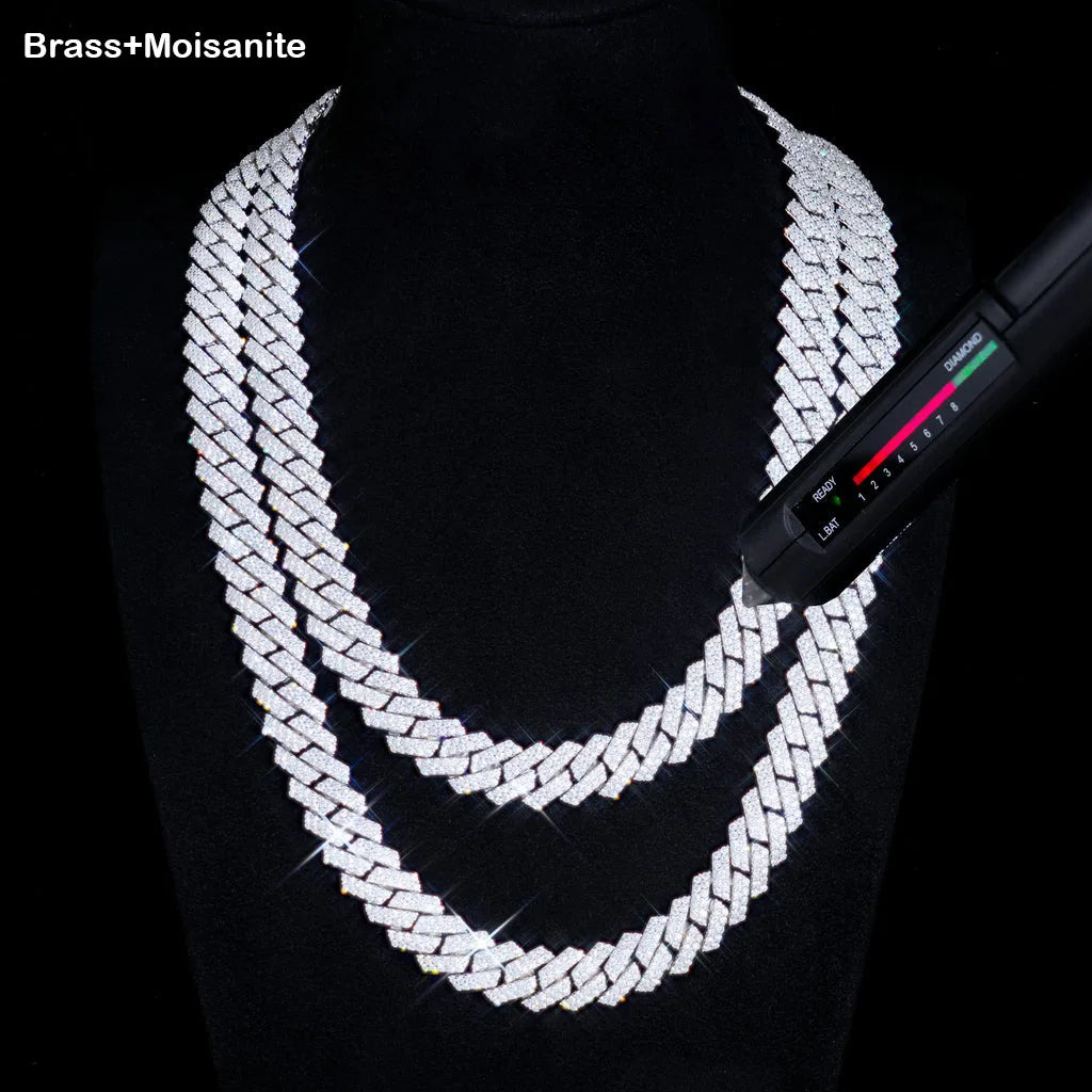 Gold Cuban Chain Necklace Moissanite 12MM Iced Out