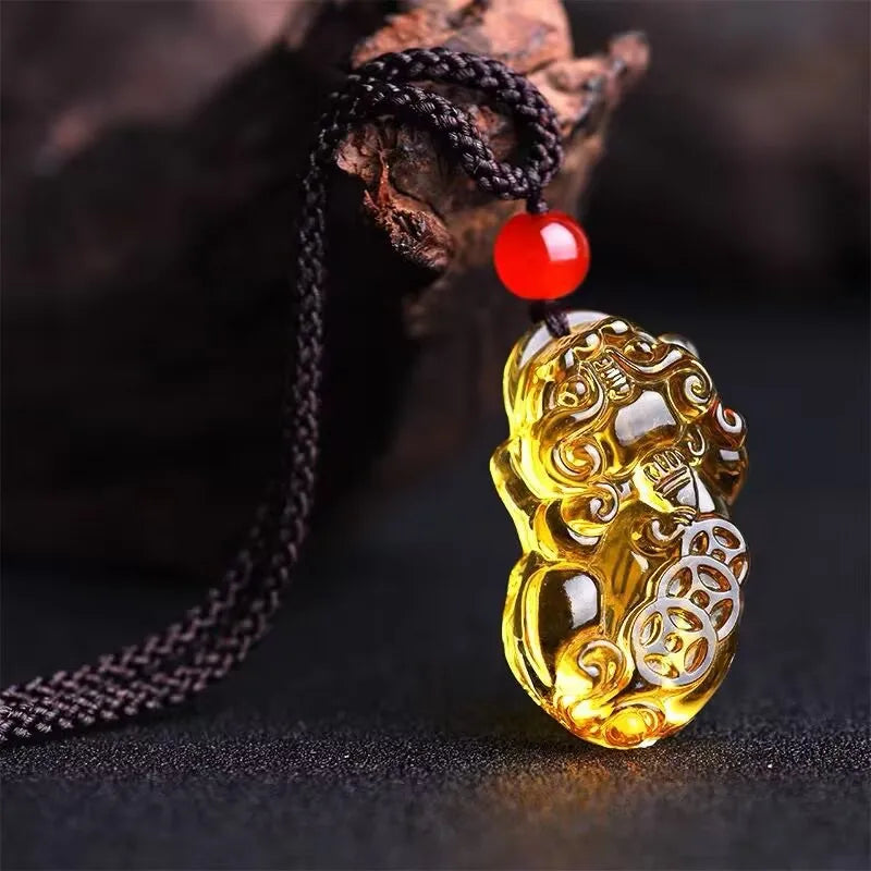 Natural Obsidian Chinese Zodiac Pixiu Necklace