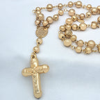 Rosary Cross Pendant Necklace Long Link Chain 90cm — Gold-Tone
