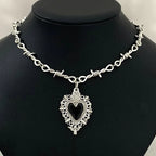 Barbed Wire Iron Heart Choker — Stainless Steel