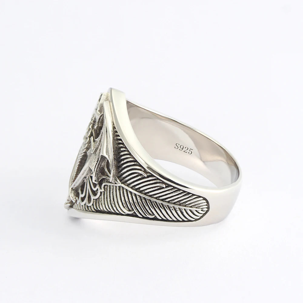 Dragon Signet Ring — 925 Silver