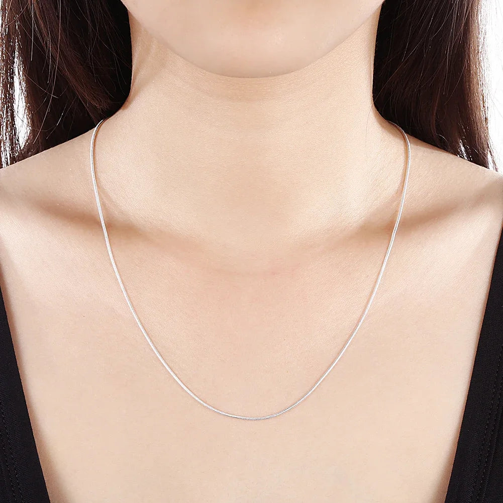 925 Sterling Silver 1mm Snake Chain Necklace For Women 16-30inches Fine Jewelry Wedding Fashion Party  Pendant Gifts