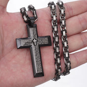 Bible Cross Pendant Necklace Byzantine Chain — Stainless Steel
