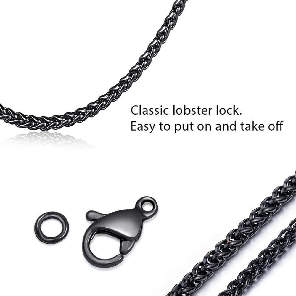 1 piece Width 3mm/4mm/5mm/6mm Black Color Keel Link Chain Necklace For Men Women Stainless Steel Chain Necklace
