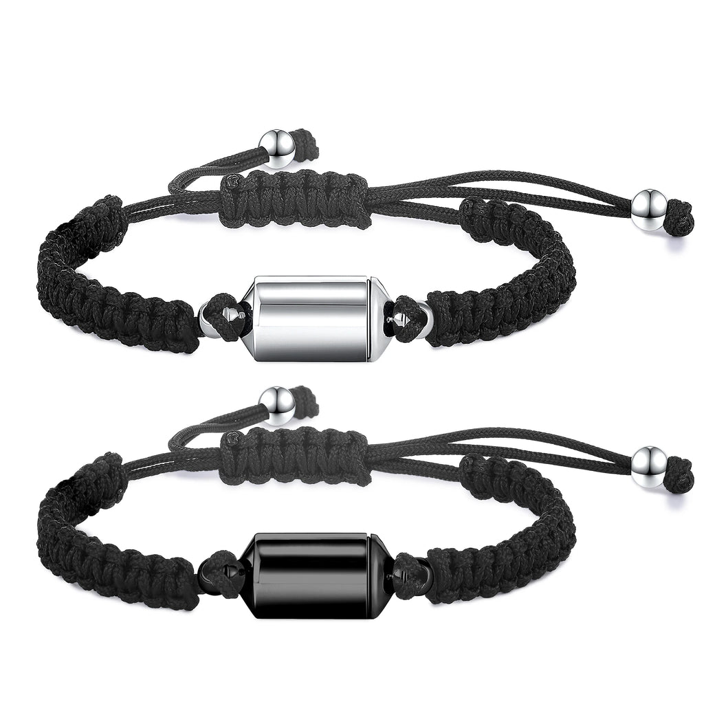 Custom Cylinder Urn Adjustable Braid Bracelet for Women Men Stainless Steel Cremation Ashes Memorial Keepsake Jewelry