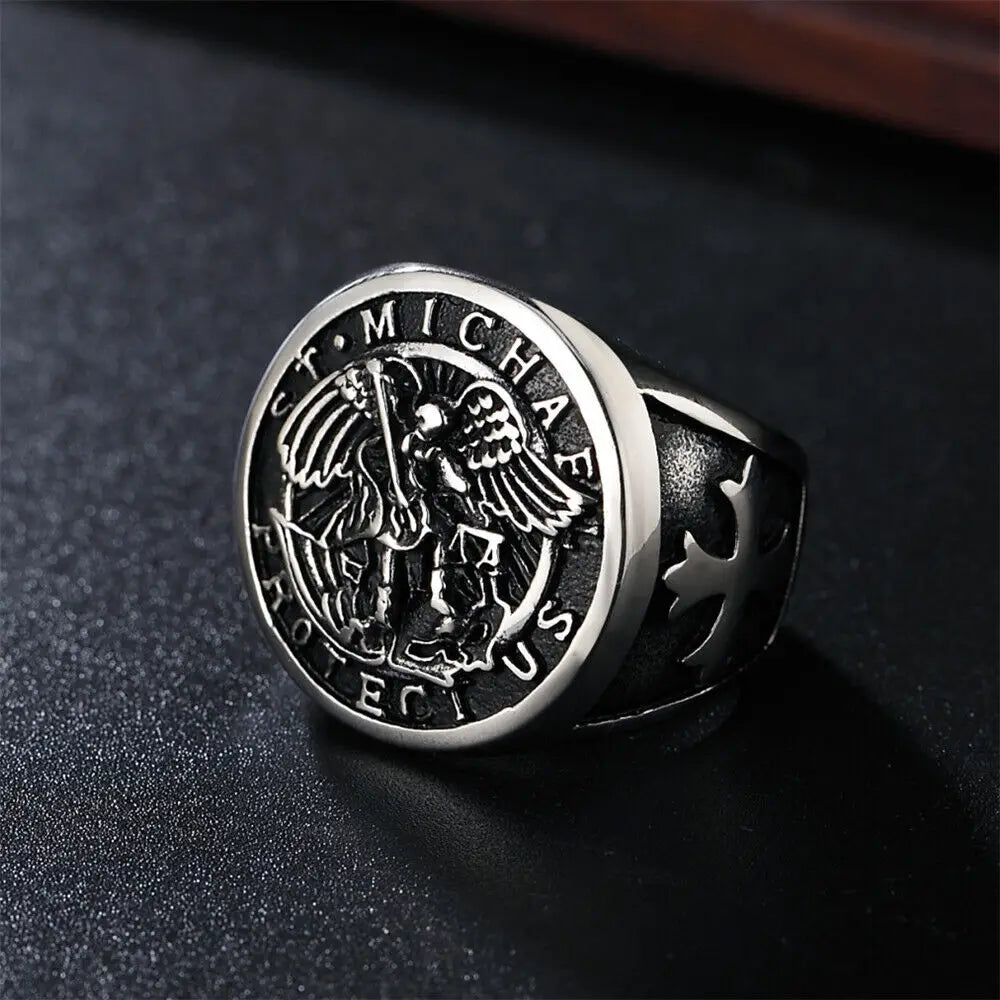 Saint Michael Archangel Ring — Stainless Steel