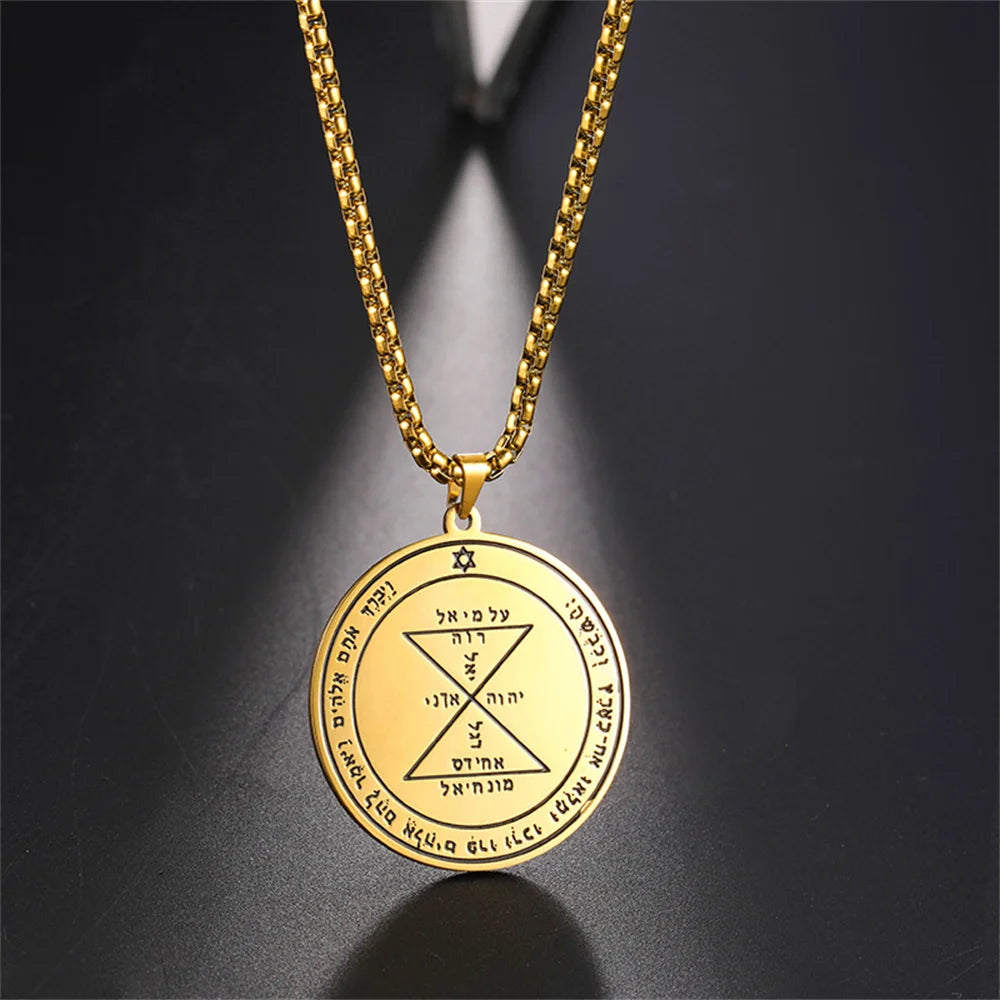 EUEAVAN Key of Solomon Necklace Double Side Third Pentacle of the Venus Protection Love Stainless Steel Necklaces Amulet Jewelry
