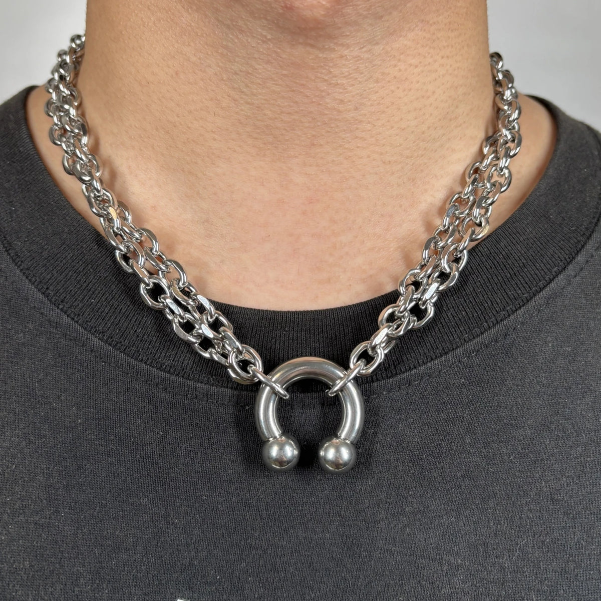 Gothic Big Piercing Spiked Choker Necklace — Stainless Steel