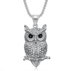 Iced Out Owl Gold Pendant Necklace