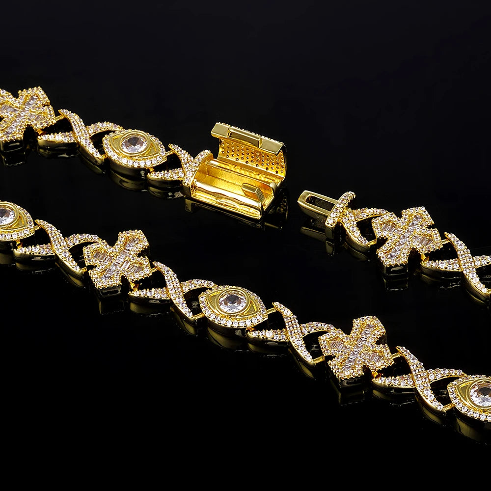 Iced Out Cross Cuban Bracelet Infinity CZ
