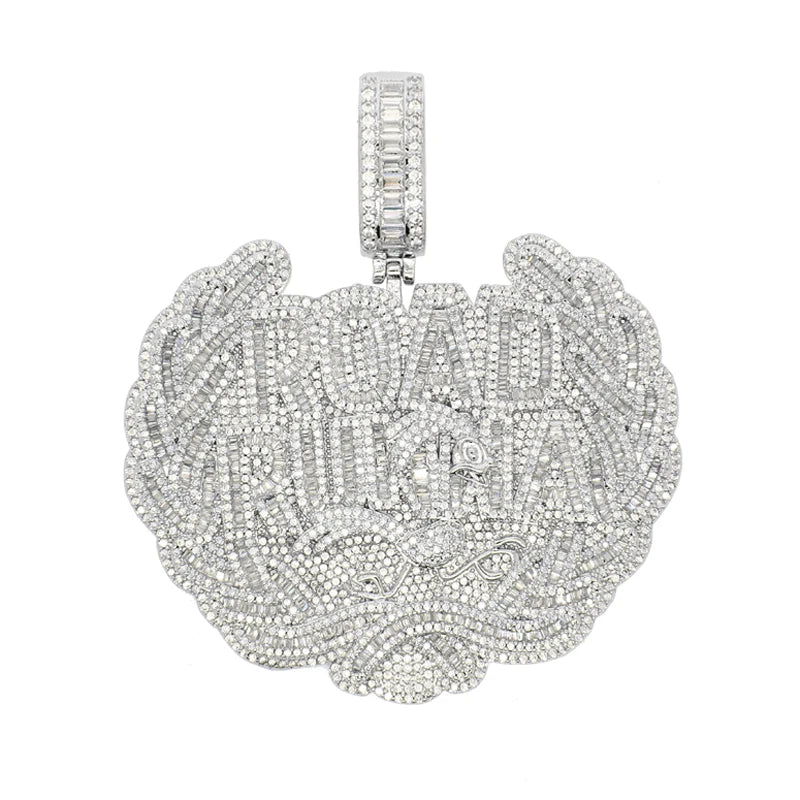 New Iced Out Bling CZ Letter Cross Pendant Necklace Various Design 5A Zircon Two Tone Color Badge Charm Men's Hip Hop
