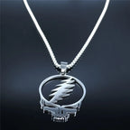 2024 New fashion punk rock band Grateful Dead Skull stainless steel necklace personality alphanulose collarbone chain