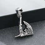 Stainless Steel Viking Axe Pendant Necklace for Men Vintage Norse Double Axe Wolf Head Amulet Necklaces Punk Gothic