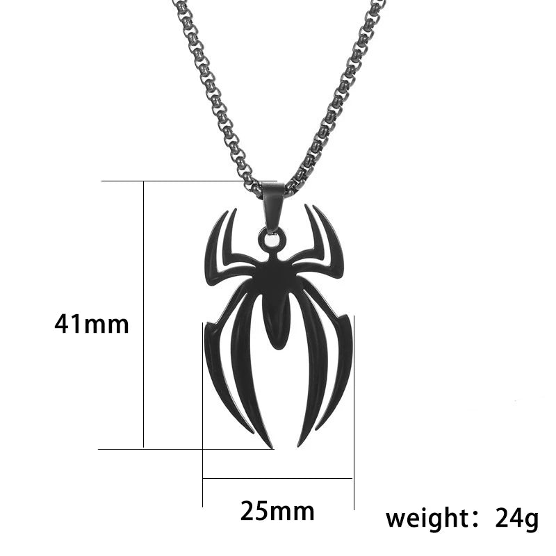 Silver Spider Pendant Necklace Box Chain