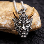 Gothic Retro Stainless Steel Ghost Mask Pendant Necklace For Men Boys Punk Fashion Skull Necklaces Jewelry Horror