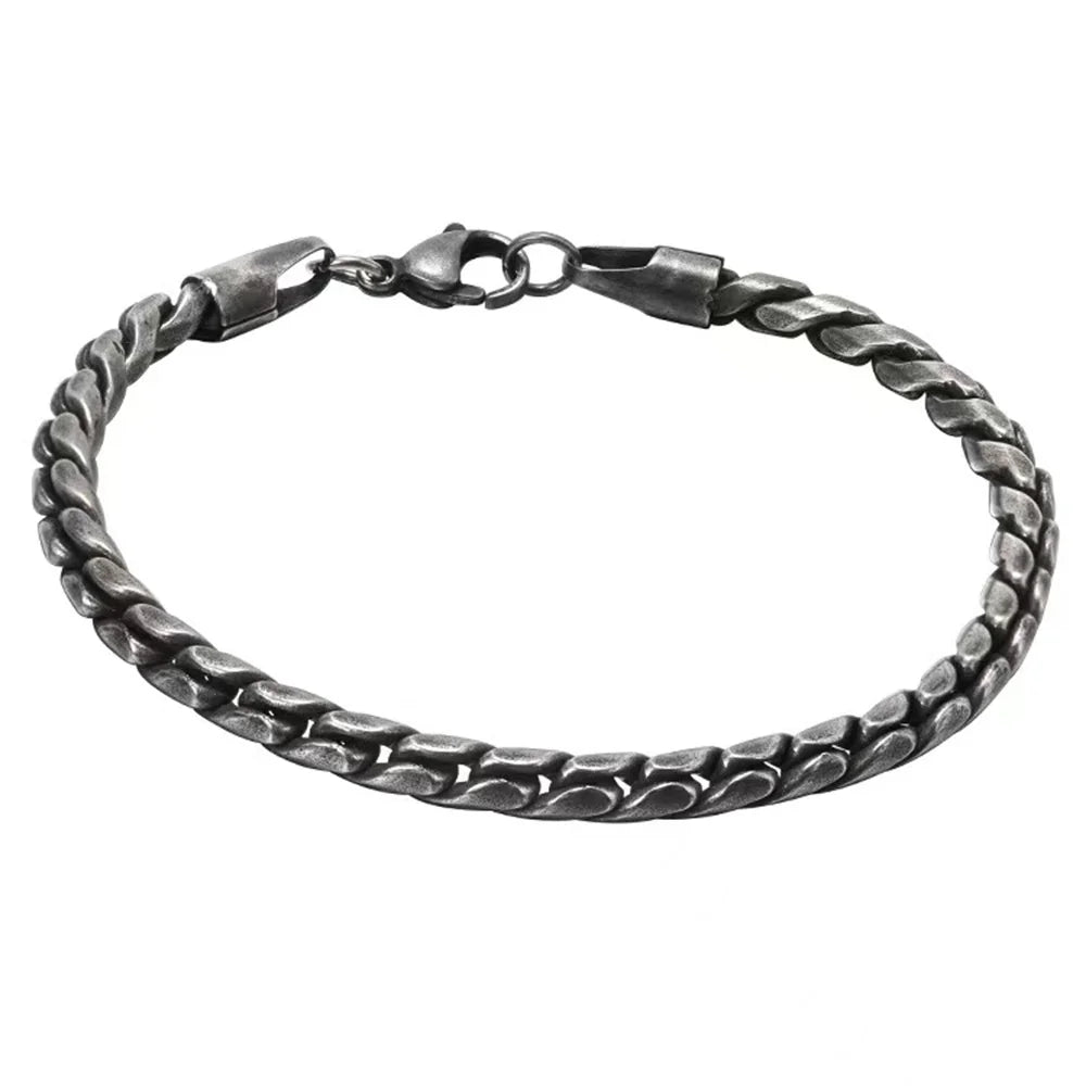 5mm Retro Silver Color Men's 316 Stainless Steel Bracelet Hip Hop S Alloy Bracelet Fashion Jewelry Retro Bracelet Accessories