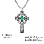 Celtic Cross Shamrock Claddagh Pendant Necklace — Stainless Steel