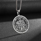 Retro Gothic Blue Evil Eye Protection Pendant Necklace for Men Boys Biker Amulets Punk Jewelry Gifts