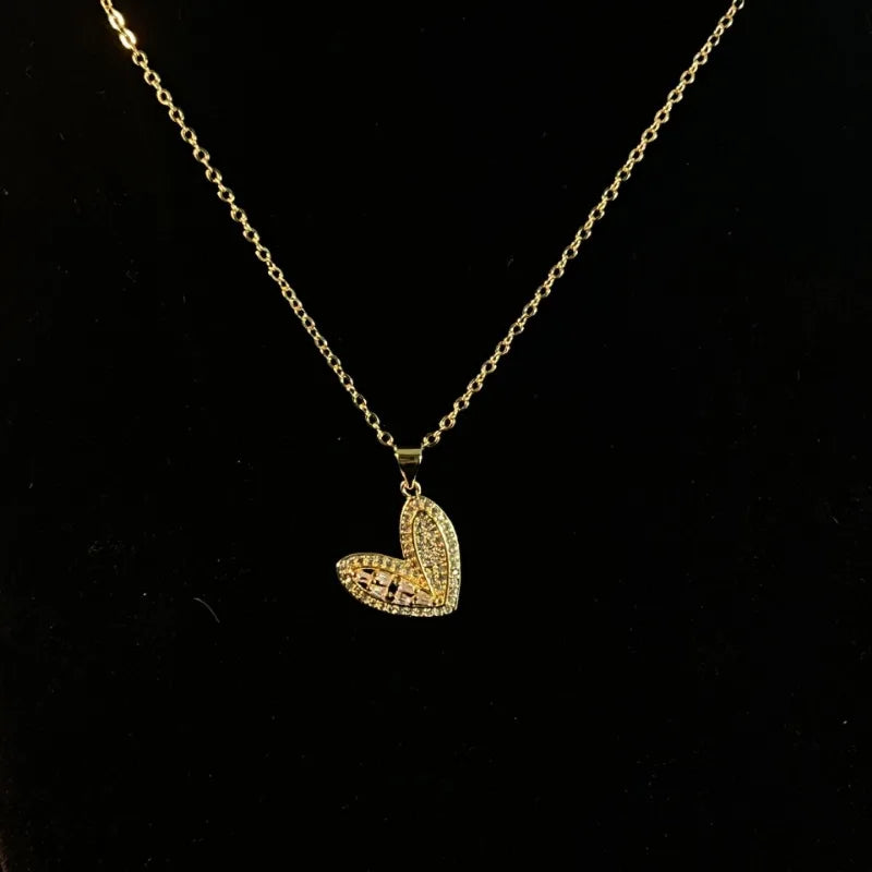 Diamond Love Collarbone Necklace — Stainless