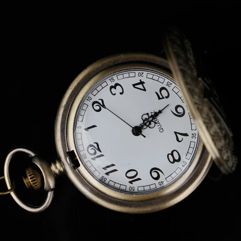 Valknut Norse Viking Pocket Watch Necklace — Bronze-Tone Quartz