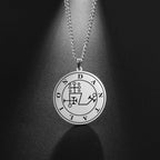 LIKGREAT Lesser Key of King Solomon Occult Sigil 72 Demon Charm Medalion Necklace for Men Women Stainless Steel Magic Talisman