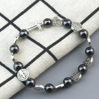 Catholic Rosary Bracelet St. Benedict Medal Cross Prayer Bracelets Hematite Beads Religion Jewelry Accessories Gifts