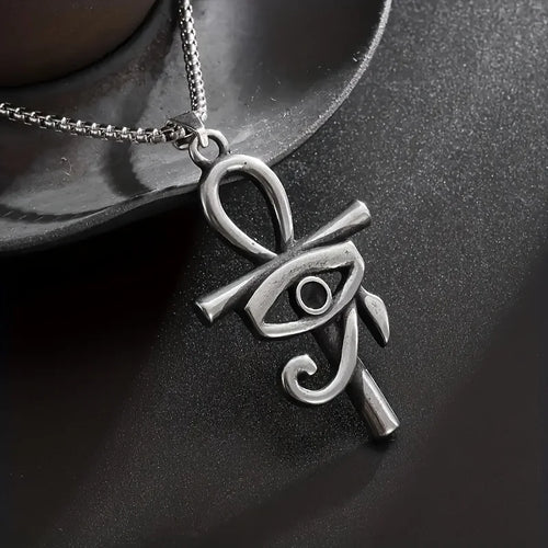 Ankh Cross Eye of Horus Silver Necklace Pendant Amulet