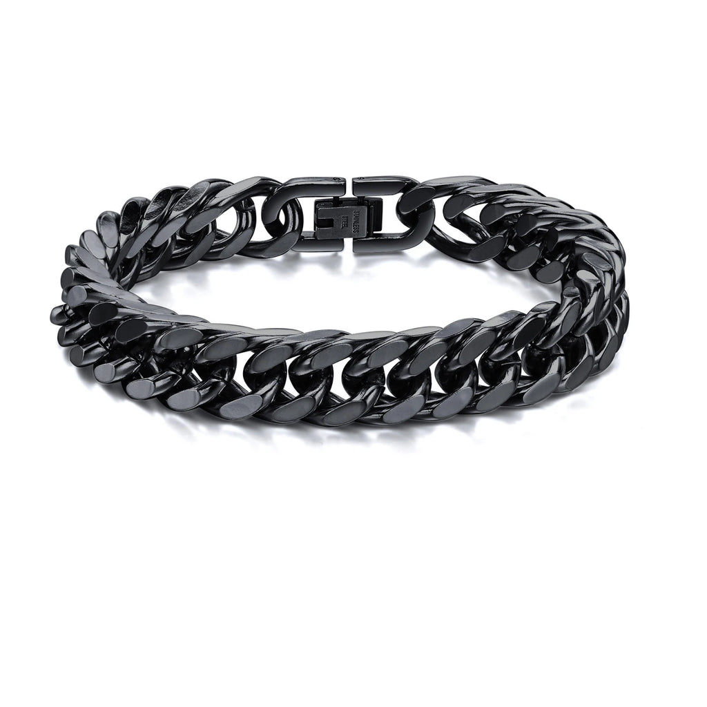Men's Chunky 8/10/12/15MM Stainless Steel Cuban Chain Bracelets,Never Fade Silver Color Metal Hip Hop Male Wristband Pulseira