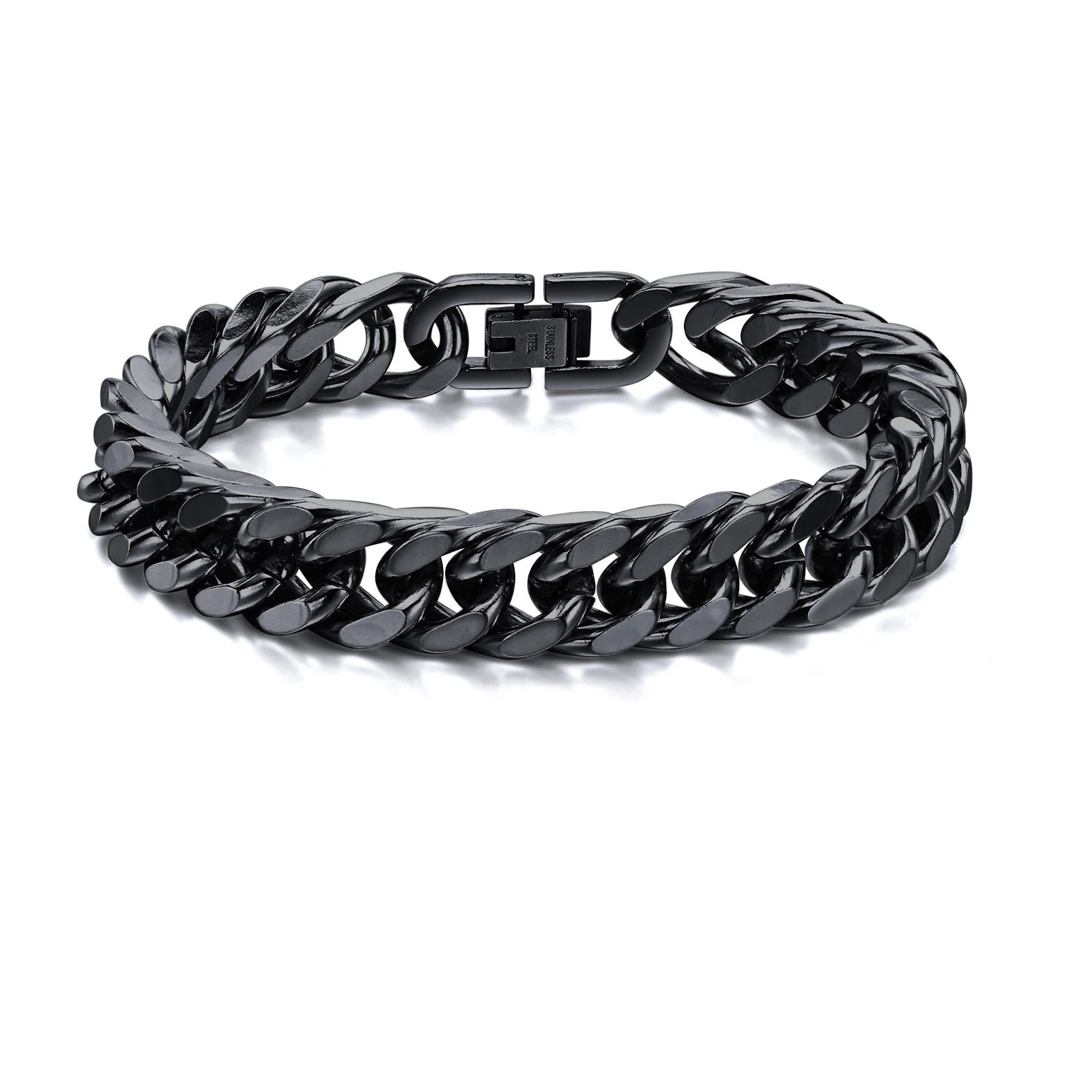 Men's Chunky 8/10/12/15MM Stainless Steel Cuban Chain Bracelets,Never Fade Silver Color Metal Hip Hop Male Wristband Pulseira