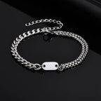 Cuban Box Chain Letter Bracelet — Stainless Steel